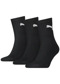 Sportsocken Puma "short crew", Herren, Gr. 47-49, schwarz, Baumwollmischung, Elasthan, Polyamid, Polyester, unifarben mit Farbeinsatz, elastisch, Socken Sportsocken, gepolsterte Frottee-Sohle, atmungsaktiv