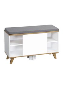 Kesper , Braun, Grau, Wei&szlig; , Textil, Holzwerkstoff , 2 F&auml;cher , 77x48x30 cm , stehend ,