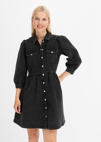 bonprix Jeanskleid, schwarz, Gr.48, modisches Jeanskleid mit Knopfleiste vorne, 82% Baumwolle