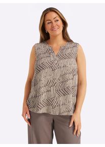 Blusentop sheego, Damen, Gr. 58, dunkeltaupe, beige, bedruckt, 100% Viskose, bedruckt, gemustert, Blusen Blusentop