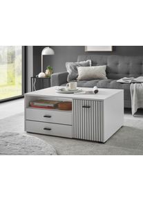 Couchtisch Home Affaire "Hudson", wei&szlig; (wei&szlig;, wei&szlig;, schwarz, wei&szlig;), B:90cm H:43cm T:70cm, Tische, Couchtisch, in moderner Trendfarbe, Griffe aus Metall (Schwarz), Breite 90 cm