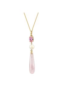 Kette mit Anh&auml;nger Firetti "Schmuck Geschenk Silber 925 Halsschmuck Halskette Tropfen", silberfarben, wei&szlig;, rosa, pink, Halsketten, Damen, Silber 925 (Sterlingsilber), L: 45 B: 1,1mm, Kette mit Anh&auml;nger, mit Mondstein, Rosenquarz, Zirkonia (synth.), B:1,1mm