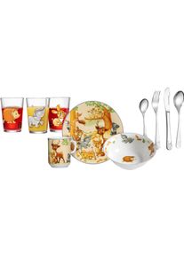Ritzenhoff & Breker Kindergeschirr-Set RITZENHOFF & BREKER "Waldtiere", bunt, 10 Stk., Edelstahl, Glas, Porzellan, Geschirr-Sets, Kindergeschirr-Set, mit Besteck und Trinkgl&auml;sern