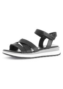 Keilsandalette Gabor "FLORENZ", Damen, Gr. 42, schwarz, Kalbsleder, unifarben, Schuhe Keilsandalette, Riemchensandale, Sommerschuh, Komfortschuh in Weite G (=weit)
