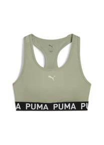 Sport-BH Puma "4KEEPS STRONG BRA - MID", Damen, Gr. XS, N-Gr, lux army, Interlock, Obermaterial: 85% Polyester, 15% Elasthan, schmal, BHs Sport-BH, mittelstarker Halt, f&uuml;r Training, Racerback-Tr&auml;ger