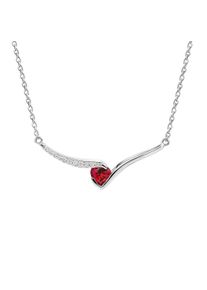 Kette mit Anh&auml;nger Firetti "Schmuck Geschenk Silber 925 Halsschmuck Halskette Herz", silberfarben, rot, kristallwei&szlig;, Halsketten, Damen, Silber 925 (Sterlingsilber), L: 45 B: 1,3mm, Kette mit Anh&auml;nger, mit Rubin (synth.), Zirkonia (synth.), B:1,3mm