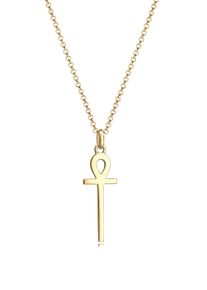 Kette mit Anh&auml;nger Elli "Halskette Ankh Symbol Anh&auml;nger Kreuz 925 Sterling Silber" Gr. 45, gold, Halsketten, Damen, ohne Stein, Silber 925 (Sterlingsilber), Kette mit Anh&auml;nger