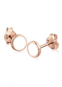 Paar Ohrstecker Elli "Ohrringe Kreis Geo Rund Basic Emaille 925 Silber", rosa (rosegold), Ohrringe, Damen, ohne Stein, Silber 925 (Sterlingsilber), Paar Ohrstecker