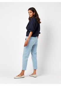 3/4-Hose Toni, Damen, Gr. 46, N-Gr, blau bleached, Web, Obermaterial: 77% Baumwolle, 20% Polyamid, 3% Elasthan, unifarben, 3/4-L&auml;nge, Hosen 3/4-Hose, mit Stretch