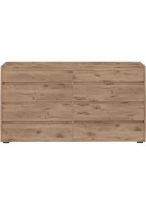 Kommode OTTO HOME "Kosmo", braun (wiking eiche), B:142cm H:80cm T:35cm, Sideboards, Kommode, 8 Schubladen mit Vollauszug