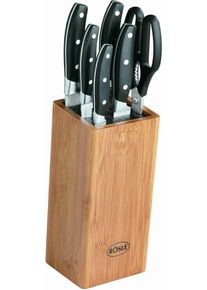 R&ouml;sle Messerblock R&Ouml;SLE "Cuisine", braun (braun, schwarz), Messerbl&ouml;cke, Messerblock, aus Bambusholz mit 5 Messern und K&uuml;chenschere, Klingenspezialstahl