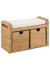 Bank Home Affaire "Wenham", beige (natur), B:80cm H:50cm T:35cm, Geflecht Wasserhyazinthe, Metall, Sitzb&auml;nke, Bank, aus geflochtener Wasserhyazinthe, inklusive Sitzkissen, Breite 80 cm