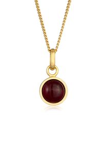 Silberkette Elli Premium "Halskette Solit&auml;r Geburtsstein Granat Rot 925 Sterling Silber vergoldet" Gr. 45, gold, Halsketten, Damen, mit Stein, Silber 925 (Sterlingsilber), Silberkette