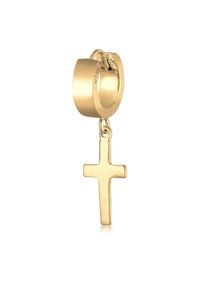 Paar Creolen Kuzzoi "Ohrringe Creole Kreuz Scharnier Single 925 Silber" Gr. 33, gold, Ohrringe, Damen, ohne Stein, Silber 925 (Sterlingsilber), Paar Creolen