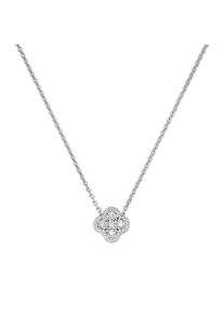 Collier Luigi Merano "Collier Mittelteil Bl&uuml;te, mit funkelnden Brillanten, Gold 585", silber, Halsketten, Damen, Wei&szlig;gold 585, Collier