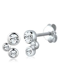Paar Ohrstecker Elli "Ohrringe Kristalle Rund 925 Silber" Gr. 7, wei&szlig;, Ohrringe, Damen, mit Stein, Silber 925 (Sterlingsilber), Paar Ohrstecker