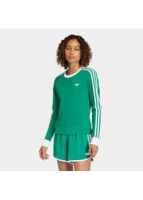 Langarmshirt adidas originals "3S LONGLSEEVE", Damen, Gr. XS, bold gr&uuml;n, wei&szlig;, Obermaterial: 93% Baumwolle, 7% Elasthan, Rundhals, Shirts Langarmshirt