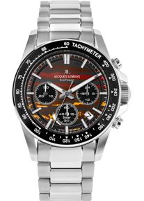 Chronograph Jacques Lemans "Eco Power Limited Edition", silberfarben, rot, Armbanduhren, Herren, Chronograph, Armbanduhr, Solar, Herrenuhr, Edelstahlarmband