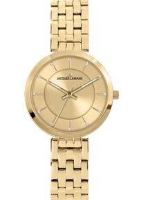 Quarzuhr Jacques Lemans "Milano", goldfarben, gelbgoldfarben, goldfarb., Armbanduhren, Damen, Quarzuhr, Armbanduhr, Damenuhr, Edelstahlarmband, analog
