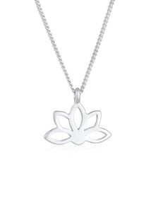 Kette mit Anh&auml;nger Elli "Halskette Lotusblume Blume Spirituell 925 Silber" Gr. 40, silber, Halsketten, Damen, ohne Stein, Silber 925 (Sterlingsilber), Kette mit Anh&auml;nger
