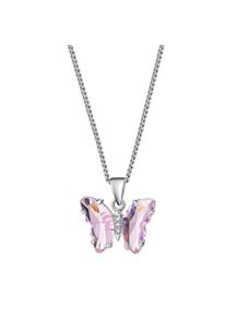Kette mit Anh&auml;nger Firetti "Schmuck Geschenk Silber 925 Halsschmuck Halskette Schmetterling", silberfarben, rosa, kristallwei&szlig;, Halsketten, M&auml;dchen, Silber 925 (Sterlingsilber), L: 38 B: 1,1mm, Kette mit Anh&auml;nger, mit Kristallstein (synth.), Zirkonia (synth.), B:1,1mm