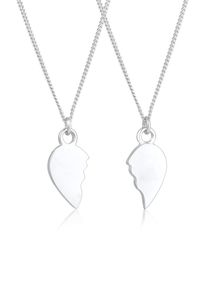 Ketten-Set Elli "Halskette Herz gebrochen Freundin Partner 2er Set 925 Silber" Gr. 45, silber, Halsketten, Damen, ohne Stein, Silber 925 (Sterlingsilber), Ketten-Set