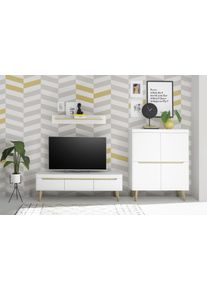 Wohnwand Home Affaire "Torge, Anbauwand, Schrankwand, Mediawand, Wohnzimmer-Set", wei&szlig;, B:287cm H:170cm T:40cm, Holzwerkstoff, Kastenm&ouml;bel-Sets, Wohnwand, enth&auml;lt 1 Lowboard, 1 Highboard, 1 Wandboard, 287 cm breit