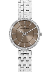 Quarzuhr Jacques Lemans "Milano", silberfarben, braun, Armbanduhren, Damen, Quarzuhr, Armbanduhr, Damenuhr, Edelstahlarmband, analog