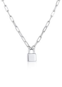Kette mit Anh&auml;nger Elli Premium "Halskette Schloss Liebe Gliederkette Unisex 925er Silber" Gr. 50, silber, Halsketten, Damen, ohne Stein, Silber 925 (Sterlingsilber), Kette mit Anh&auml;nger