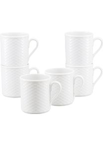 Becher Creatable "Polo Weiss, Kaffeebecher 6-tlg", wei&szlig;, B:8cm H:9cm &Oslash;:8cm, Porzellan, Trinkgef&auml;&szlig;e, Becher, Strahlendes Wei&szlig;, Klassischer Manufakturstil, Ausdrucksstarkes Relief