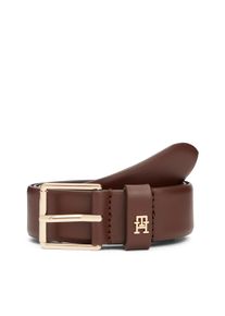 Lederg&uuml;rtel Tommy Hilfiger "TH SQUARE 3 cm breit", Damen, Gr. 95, rich walnut, Rindsleder, G&uuml;rtel Lederg&uuml;rtel, mit quadratischer Schnalle, Breite: 3cm