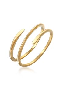 Silberring Elli Premium "Ring Wickelring Twist Fein 375 Gelbgold" Gr. 52, gold, Fingerringe, Damen, 52, Gelbgold 375, Silberring