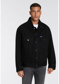 Jeansjacke Hugo "Kirkby", Herren, Gr. XL, schwarz (schwarz003), Denim/Jeans, Obermaterial: 100% Baumwolle, unifarben, regular fit h&uuml;ftlang, 1-Knopf-Manschette mit Schlitz, Jacken Jeansjacke, mit Logo-Details, regular-fit