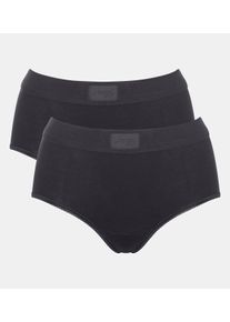 Maxislip Sloggi "Double Comfort T", Damen, Gr. 38, schwarz, Single Jersey, Obermaterial: 95% Baumwolle, 5% Elasthan, unifarben, k&ouml;rpernah, Unterhosen Maxislip, extra weich, hoher Sitz, niedriger Beinausschnitt, Topseller