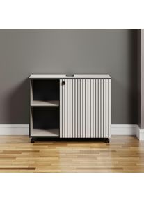 Waschbeckenunterschrank Welltime "Amrum", hellgrau, B:80cm H:64cm T:42cm, Schr&auml;nke, Waschbeckenunterschrank, Waschtisch auf Rollen - (B/T/H) wahlweise 60-80/42/64 cm