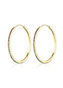 Paar Creolen Elli "Ohrringe Creole Regenbogen Kristalle 925 Silber" Gr. 36, gold, Ohrringe, Damen, mit Stein, Silber 925 (Sterlingsilber), Paar Creolen