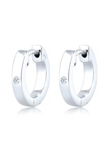 Paar Creolen Elli DIAMONDS "Ohrringe Creole Basic Diamant (0.03 ct) 925 Sterling Silber" Gr. 12, wei&szlig;, Ohrringe, Damen, P1 = bei 10-facher Vergr&ouml;&szlig;erung erkennbare Einschl&uuml;sse mit Diamanten, Silber 925 (Sterlingsilber), Paar Creolen