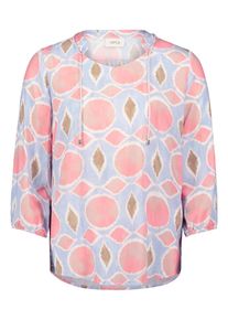 Klassische Bluse Cartoon "Blusenshirt mit Schn&uuml;rung", Damen, Gr. 36, bunt (ros&eacute;, blau), Obermaterial: 100% Viskose CV., Blusen Klassische Bluse