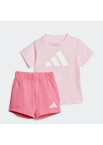 Trainingsanzug adidas Sportswear "I BL T-SET 160", Jungen, Gr. 86, pink (clear pink, wei&szlig;), Obermaterial: 100% Baumwolle, Sportanz&uuml;ge Trainingsanzug