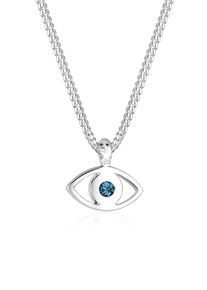 Silberkette Elli "Halskette Evil Eye Glas Kristalle Blau 925 Sterling Silber" Gr. 40, blau, Halsketten, Damen, mit Stein, Silber 925 (Sterlingsilber), Silberkette