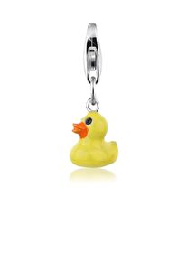 Charm-Einh&auml;nger NENALINA "Charm Anh&auml;nger Gummiente Duck Enamel 925 Silber" Gr. 24, silber, Charms, Damen, Blacklist, Silber 925 (Sterlingsilber), Charm-Einh&auml;nger