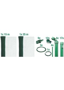 Maschendrahtzaun Alberts, gr&uuml;n (gr&uuml;n, zum einbetonieren), H:100cm, Stahl, Zaunelemente, Maschendrahtzaun, verschiedene Abmessungen, mit oder ohne Bodenh&uuml;lse