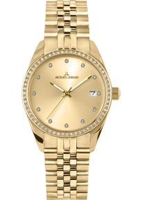 Quarzuhr Jacques Lemans "Derby", goldfarben, Armbanduhren, Damen, Quarzuhr, Armbanduhr, Damenuhr, Edelstahlarmband, analog, Tag