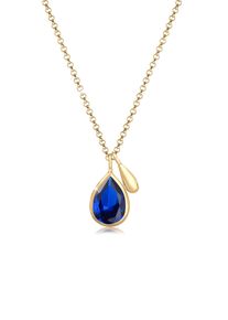 Silberkette Elli Premium "Halskette Tropfen Synthetischer Saphir Blau 925 Sterling Silber vergoldet" Gr. 45, gold, Halsketten, Damen, mit Stein, Silber 925 (Sterlingsilber), Silberkette