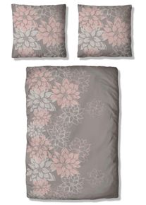 Bettw&auml;sche OTTO HOME "Susan in Gr. 135x200 oder 155x220 cm", rosa (rosa, grau), B/L: 135cm x 200cm, 1 Stk., 1 Stk., Biber, B/L: 80cm x 80cm, 2 Stk., Biber, Obermaterial: 100% Baumwolle, Bettw&auml;sche, Bettw&auml;sche, in verschiedenen Qualit&auml;ten, romantische Bettw&auml;sche mit Blumen
