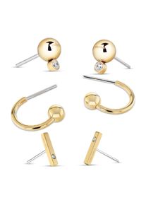 Ohrring-Set Calvin Klein "CK Pure Essentials", gelbgoldfarben, edelstahlfarben, kristallwei&szlig;, kristallwei&szlig;, Ohrringe, Damen, Edelstahl, Ohrring-Set, mit Glasstein