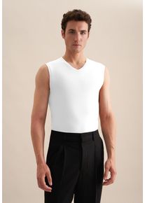 Pullunder Seidensticker "Schwarze Rose", Herren, Gr. XL, wei&szlig;, 95% Baumwolle, 5% Elasthan, unifarben, tailored fit, V-Ausschnitt, Pullover Pullunder, Ohne Arm V-Neck Uni