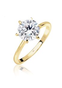 Silberring Elli Premium "Ring Verlobungsring Zirkonia Wei&szlig; 375 Gelbgold" Gr. 52, wei&szlig;, Fingerringe, Damen, 52, Gelbgold 375, Silberring