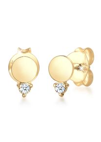 Paar Ohrstecker Elli DIAMONDS "Ohrringe Ohrstecker Kreis Diamant Wei&szlig; Brillantschliff (0.03 ct) 585 Gelbgold" Gr. 6, gold, Ohrringe, Damen, Gelbgold 585, Paar Ohrstecker