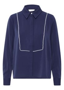 Kurzarmbluse B.Young "Kurzarm-Bluse BYIDALINE", Damen, Gr. 36, blau (medieval blau), Obermaterial: 100% Polyester PES., Blusen Kurzarmbluse